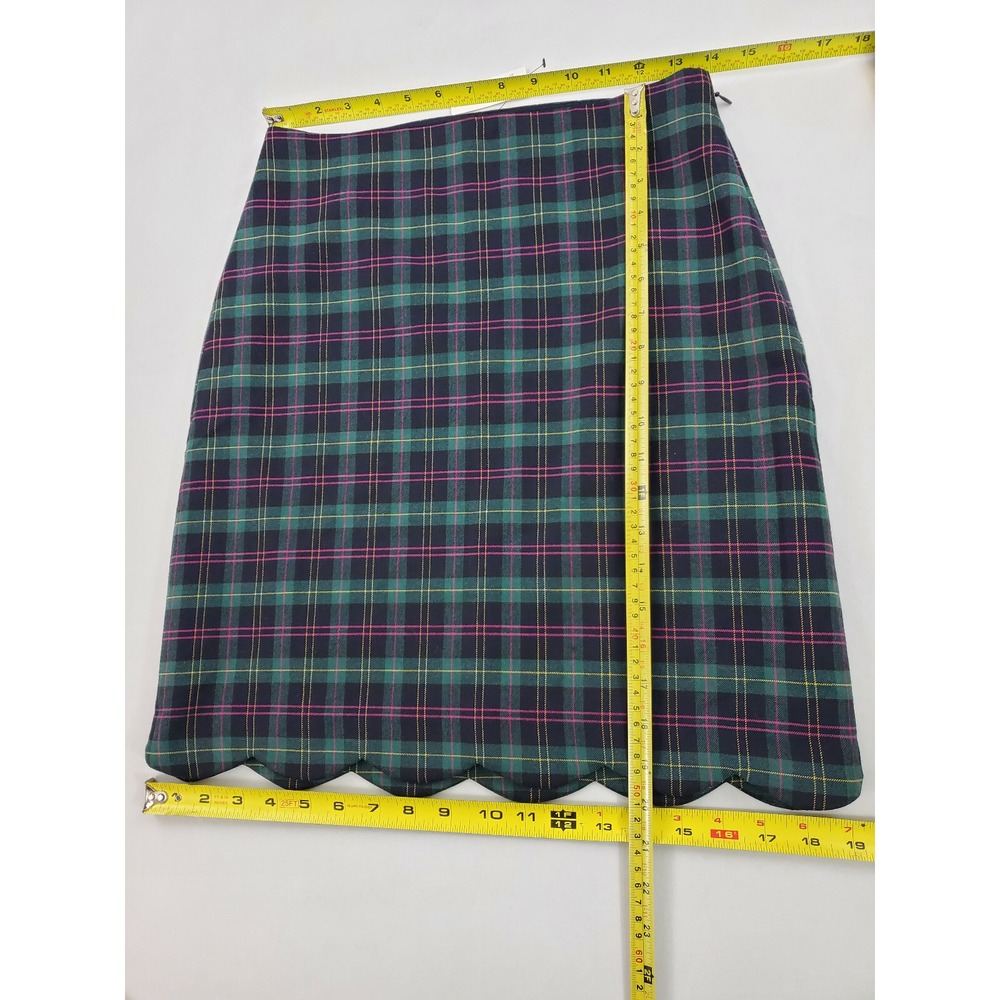 Talbots Petite Scalloped Hem Plaid Wool Blend Skirt Green 2P 53441034 - Picture 5 of 11